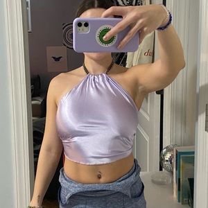 Purple Satin Chain Halter Top